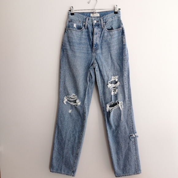 Madewell Baggy Straight Leg Jeans Distressed Earlhurst Light Wash 24 - Picture 3 of 16
